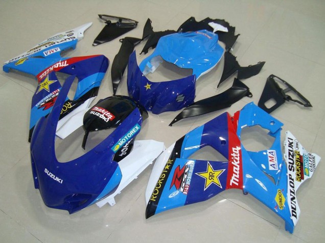 Carenagens Moto Suzuki GSXR 1000 2009-2016 - Azul Branco Vermelho Preto Rockstar Corrida
