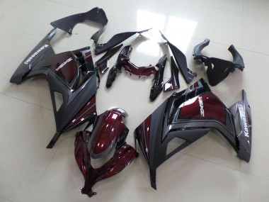 Carenagens Moto Kawasaki ZX300R 2013-2018 - Vermelho Castanho Cinzento Fosco