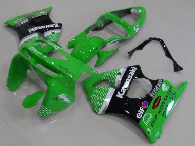 Carenagens Moto Kawasaki ZX6R 1998-1999 - Verde Branco Prata Preto Brilhante
