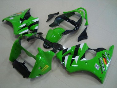 Carenagens Moto Kawasaki ZX6R 2000-2002 - Verde Branco Preto Brilhante