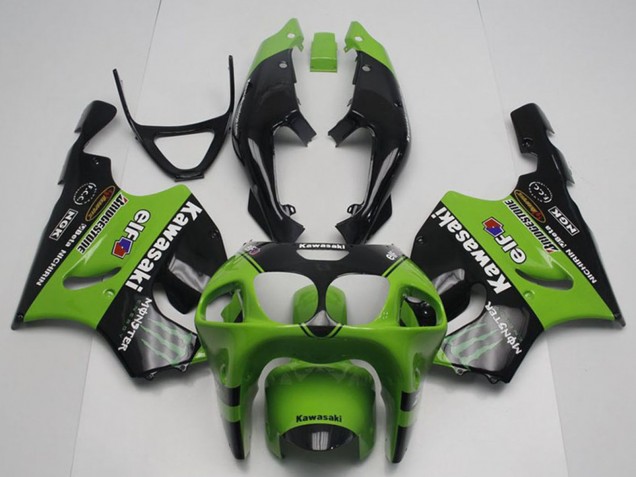 Carenagens Moto Kawasaki ZX7R 1996-2003 - Verde Preto Brilhante Monstro Elf