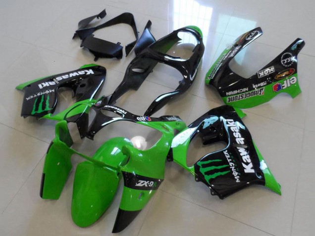 Carenagens Moto Kawasaki ZX9R 2000-2001 - Preto Brilhante Verde Monstro