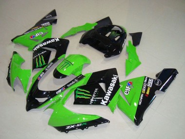 Carenagens Moto Kawasaki ZX10R 2004-2005 - Verde Preto Monstro Elf