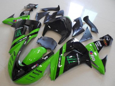 Carenagens Moto Kawasaki ZX10R 2006-2007 - Verde Preto Brilhante Monstro Corrida