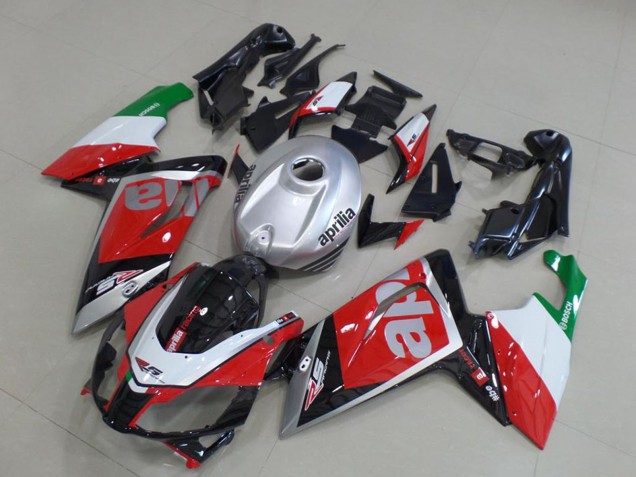 Carenagens Moto Aprilia RS125 2006-2011 - Vermelho Branco Preto Prata Verde
