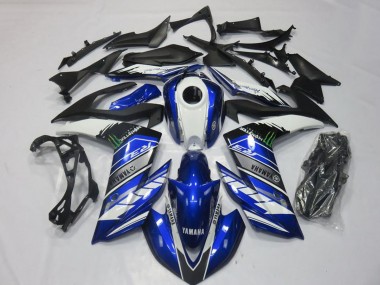 Carenagens Moto Yamaha YZF R3 2015-2018 - Azul Branco Preto Verde Monstro