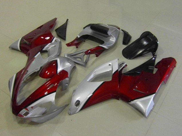 Carenagens Moto Yamaha YZF R1 2000-2001 - Prata Vermelho Castanho