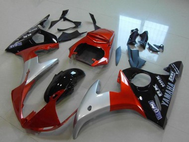 Carenagens Moto Yamaha YZF R6 2003-2004 - Vermelho Prata Preto Brilhante