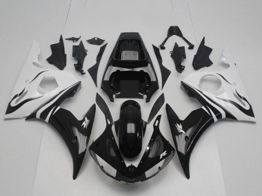 Carenagem Moto Yamaha YZF R6 2003-2004 - Branco Preto Brilhante