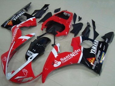 Carenagens Moto Yamaha YZF R6 2003-2004 - Vermelho Branco Preto Brilhante Santander Motul