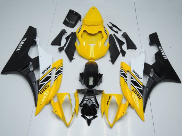 Carenagens Moto Yamaha YZF R6 2006-2007 - Amarelo Branco Preto OEM Estilo