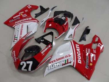 Carenagens Moto Ducati 1098 2007-2014 - Branco Vermelho Preto Brilhante Banner 27