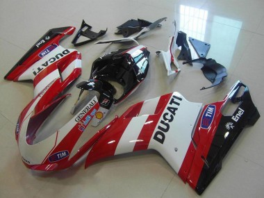 Carenagens Moto Ducati 848 1098 1198 2007-2014 - Branco Vermelho Preto Generali Tim