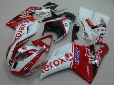 Carenagem Moto Ducati 848 1098 1198 2007-2014 - Branco Vermelho Preto Brilhante Valsir Xerox OEM Estilo 21