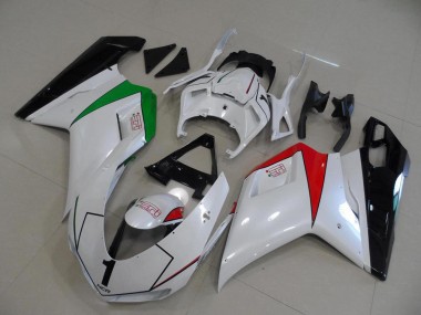Carenagens Moto Ducati 848 1098 1198 2007-2014 - Branco Brilhante Vermelho Verde Preto Brilhante
