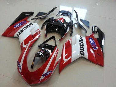 Carenagens Moto Ducati 848 1098 1198 2007-2014 - Branco Vermelho Preto Brilhante Tim