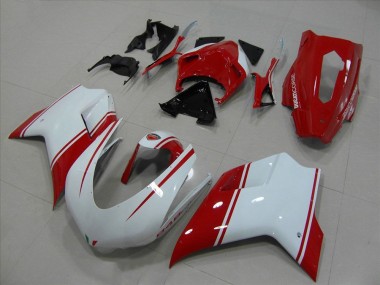 Carenagens Moto Ducati 848 2007-2014 - Branco Vermelho Corrida Version
