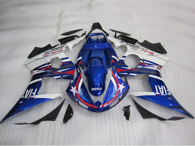Carenagens Moto Yamaha YZF R6 2003-2004 - Branco Azul Vermelho Motul Fiat