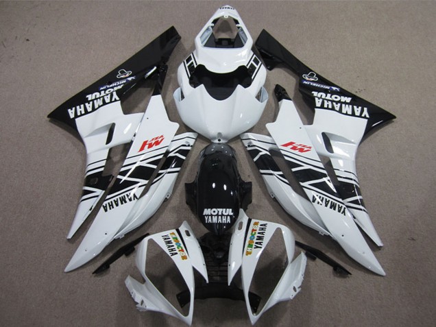 Carenagens Moto Yamaha YZF R6 2006-2007 - Branco Preto Brilhante Motul