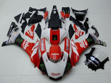 Carenagens Moto Yamaha YZF R1 2015-2019 - Branco Vermelho Preto Verde Monstro Milwaukee