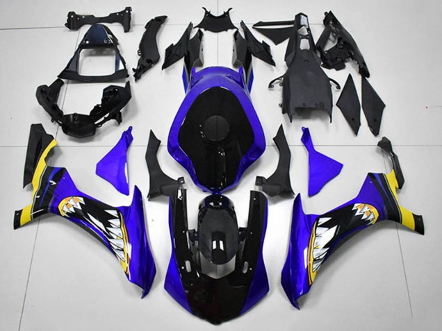 Carenagens Moto Yamaha YZF R1 2015-2019 - Azul Amarelo Preto Brilhante Tubarão