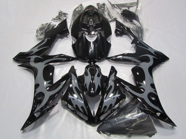 Carenagens Moto Yamaha YZF R1 2004-2006 - Preto Brilhante Cinzento Chama