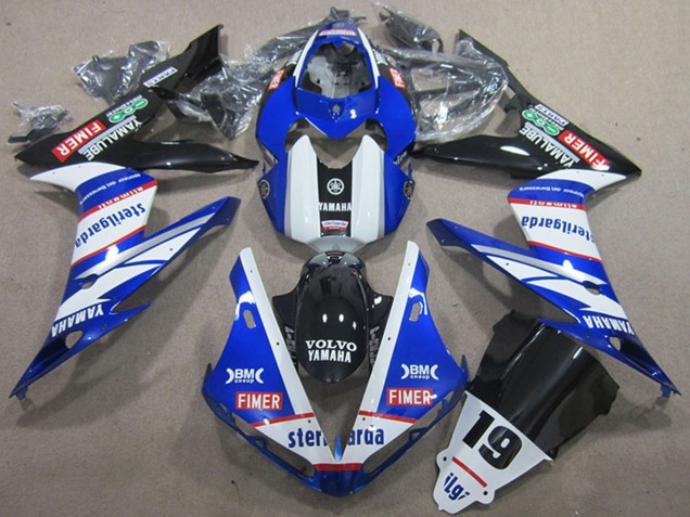 Carenagens Moto Yamaha YZF R1 2004-2006 - Branco Azul Preto Vermelho Volvo Sterilgarda 19