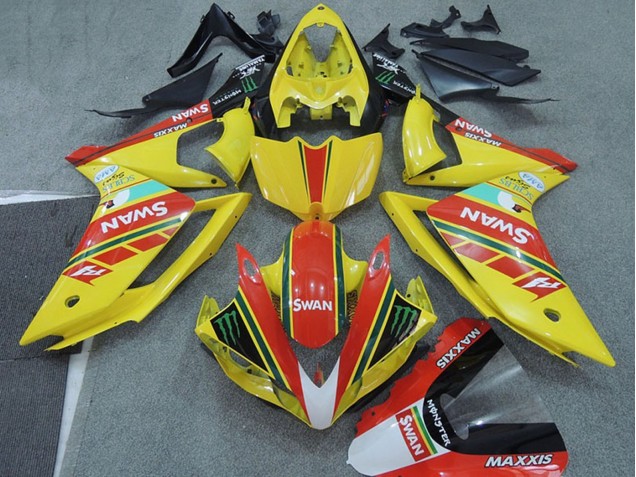 Carenagens Moto Yamaha YZF R1 2007-2008 - Amarelo Vermelho Preto Branco Cisne