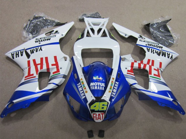 Carenagens Moto Yamaha YZF R1 2009-2011 - Branco Azul Vermelho Fiat Motul Dunlop 46