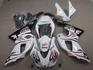 Carenagens Moto Yamaha YZF R1 2009-2011 - Branco Vermelho Preto Chama