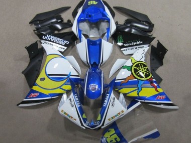 Carenagens Moto Yamaha YZF R1 2009-2011 - Branco Azul Amarelo Verde Monstro Semakin Didepan
