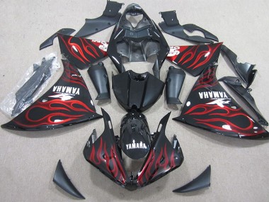 Carenagens Moto Yamaha YZF R1 2009-2011 - Preto Brilhante Vermelho Chama