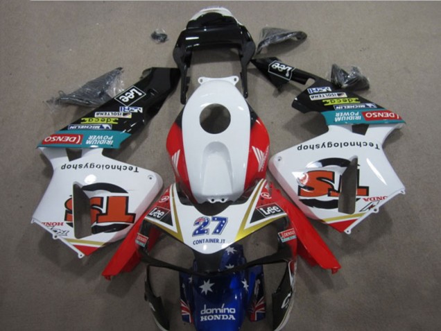 Carenagens Moto Honda CBR600RR 2003-2004 - Branco Vermelho Azul Preto Brilhante Denso 27