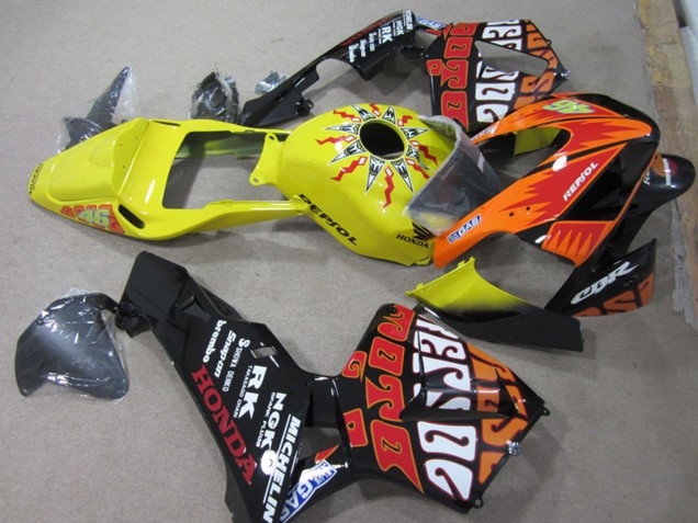 Carenagens Moto Honda CBR600RR 2003-2004 - Amarelo Laranja Preto Brilhante Rossi Repsol 46