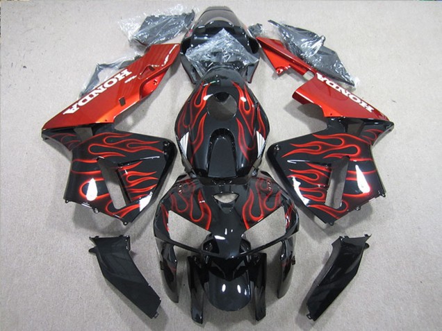 Carenagem Moto Honda CBR600RR 2005-2006 - Preto Brilhante Vermelho Chama