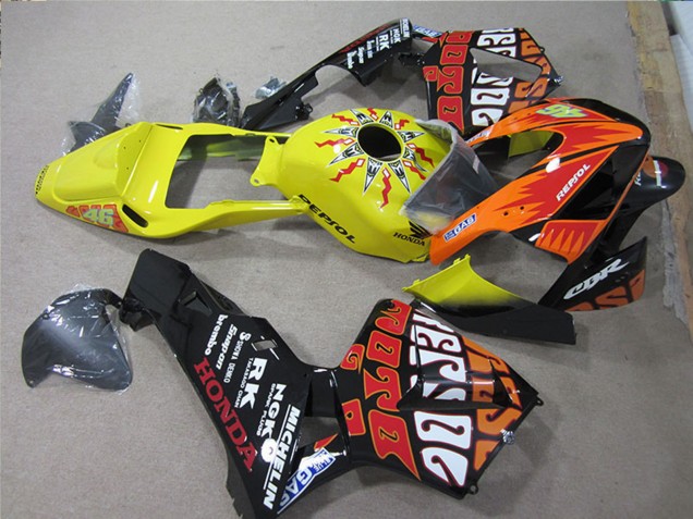 Carenagens Moto Honda CBR600RR 2005-2006 - Preto Laranja Amarelo Rossi Repsol