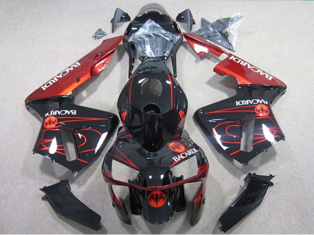 Carenagens Moto Honda CBR600RR 2005-2006 - Preto Brilhante Vermelho BACARDI