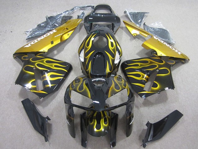 Carenagens Moto Honda CBR600RR 2005-2006 - Preto Brilhante Amarelo Chama
