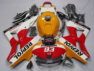 Carenagem Moto Honda CBR600RR 2013-2026 - Laranja Branco Vermelho Preto Brilhante Repsol 93