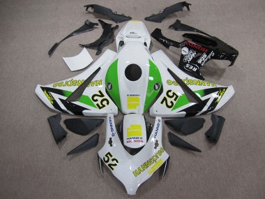 Carenagens Moto Honda CBR1000RR 2008-2011 - Branco Verde Amarelo Preto Brilhante Hannspree 52