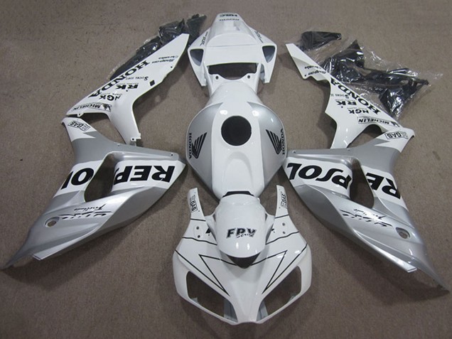 Carenagem Moto Honda CBR1000RR 2006-2007 - Branco Prata Preto Repsol