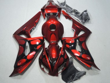 Carenagens Moto Honda CBR1000RR 2006-2007 - Vermelho Preto Brilhante Chama
