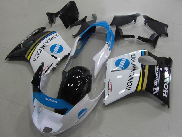 Carenagens Moto Honda CBR1100XX Blackbird 1996-2007 - Branco Azul Preto Brilhante Konica Minolta
