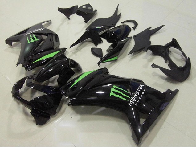 Carenagens Moto Kawasaki ZX250R 2008-2012 - Preto Brilhante Verde Monstro Energy