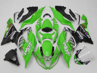 Carenagens Moto Kawasaki ZX6R 2013-2018 - Verde Branco Prata Preto Elf Touch4 Bridgestone 11