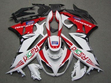 Carenagens Moto Kawasaki ZX6R 2009-2012 - Branco Vermelho Preto Rapid