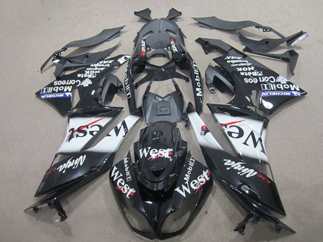 Carenagens Moto Kawasaki ZX6R 2009-2012 - Preto Brilhante Branco West