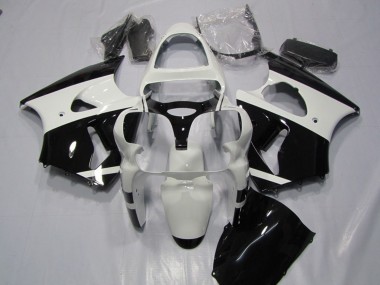 Carenagens Moto Kawasaki ZX6R 2000-2002 - Branco Preto Brilhante