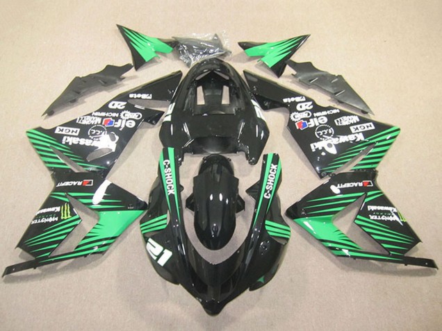 Carenagens Moto Kawasaki ZX10R 2004-2005 - Preto Verde C-Shock Monstro