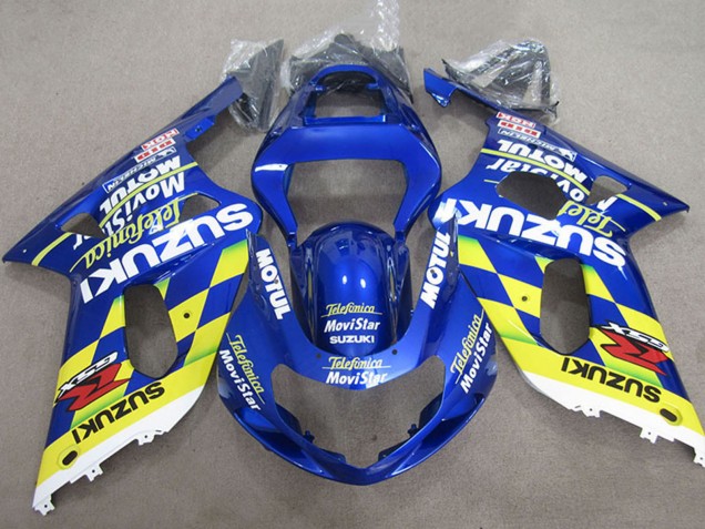 Carenagens Moto Suzuki GSXR 600 2001-2003 - Azul Amarelo Telefumica MoviStar